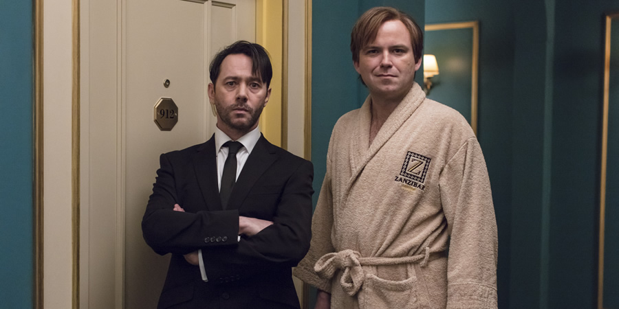 Inside No. 9. Image shows from L to R: Henry (Reece Shearsmith), Prince Rico (Rory Kinnear). Copyright: BBC. Inside No. 9. Image shows from L to R: Henry (Reece Shearsmith), Prince Rico (Rory Kinnear). Copyright: BBC.