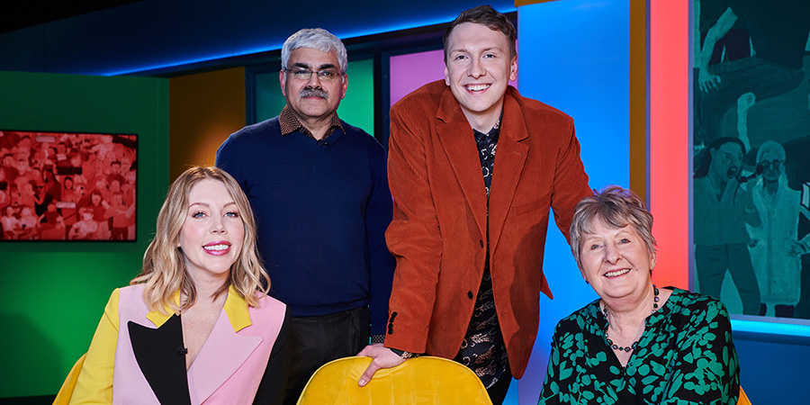 Joe Lycett's Got Your Back. Image shows from L to R: Katherine Ryan, Mark Silcox, Joe Lycett, Val Stones. Joe Lycett's Got Your Back. Image shows from L to R: Katherine Ryan, Mark Silcox, Joe Lycett, Val Stones.