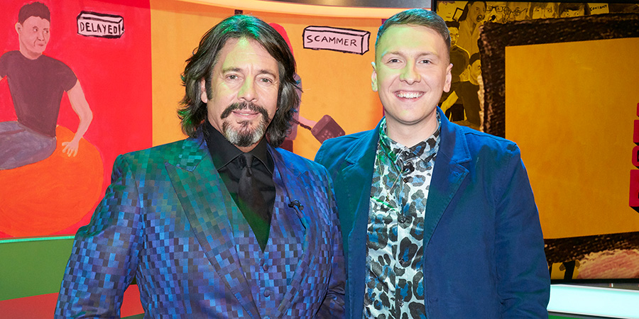 Joe Lycett's Got Your Back. Image shows from L to R: Laurence Llewelyn-Bowen, Joe Lycett. Joe Lycett's Got Your Back. Image shows from L to R: Laurence Llewelyn-Bowen, Joe Lycett.