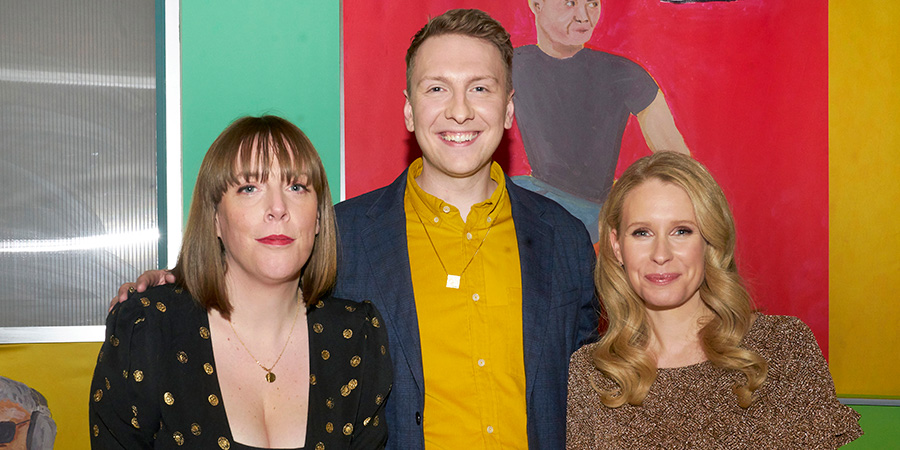 Joe Lycett's Got Your Back. Image shows from L to R: Jess Phillips, Joe Lycett, Lucy Beaumont. Joe Lycett's Got Your Back. Image shows from L to R: Jess Phillips, Joe Lycett, Lucy Beaumont.