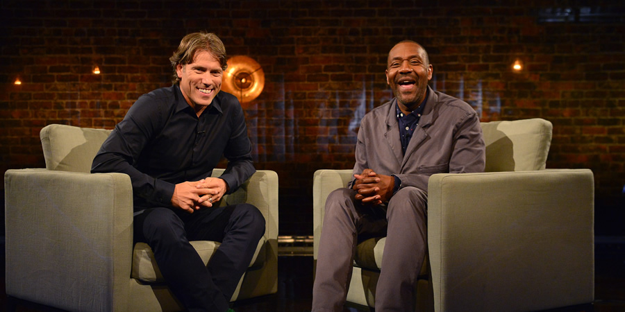 John Bishop In Conversation With.... Image shows from L to R: John Bishop, Lenny Henry. Copyright: Lola Entertainment. John Bishop In Conversation With.... Image shows from L to R: John Bishop, Lenny Henry. Copyright: Lola Entertainment.
