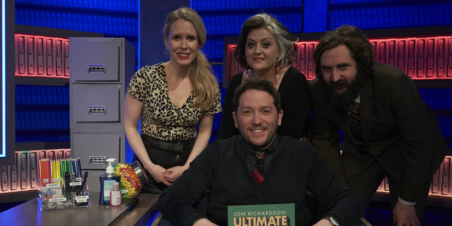 Jon Richardson: Ultimate Worrier. Image shows from L to R: Lucy Beaumont, Jon Richardson, Kiri Pritchard-McLean, Joe Wilkinson. Copyright: Talkback. Jon Richardson: Ultimate Worrier. Image shows from L to R: Lucy Beaumont, Jon Richardson, Kiri Pritchard-McLean, Joe Wilkinson. Copyright: Talkback.