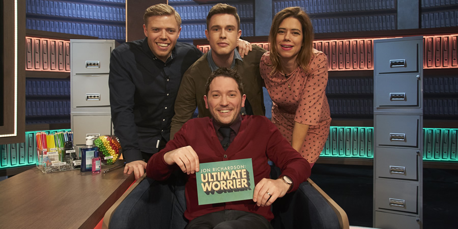 Jon Richardson: Ultimate Worrier. Image shows from L to R: Rob Beckett, Ed Gamble, Jon Richardson, Lou Sanders. Copyright: Talkback. Jon Richardson: Ultimate Worrier. Image shows from L to R: Rob Beckett, Ed Gamble, Jon Richardson, Lou Sanders. Copyright: Talkback.