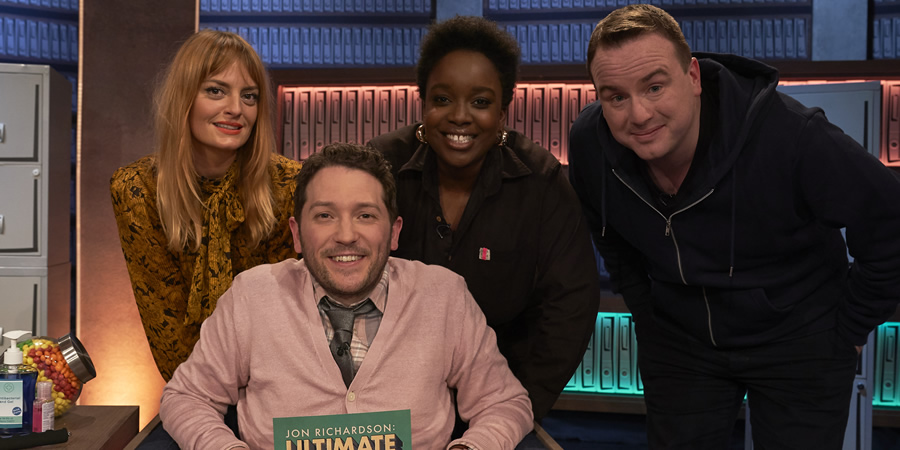 Jon Richardson: Ultimate Worrier. Image shows from L to R: Morgana Robinson, Jon Richardson, Lolly Adefope, Matt Forde. Copyright: Talkback. Jon Richardson: Ultimate Worrier. Image shows from L to R: Morgana Robinson, Jon Richardson, Lolly Adefope, Matt Forde. Copyright: Talkback.