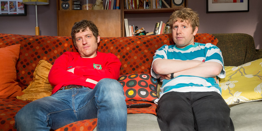 Josh. Image shows from L to R: Owen (Elis James), Josh (Josh Widdicombe). Copyright: BBC. Josh. Image shows from L to R: Owen (Elis James), Josh (Josh Widdicombe). Copyright: BBC.