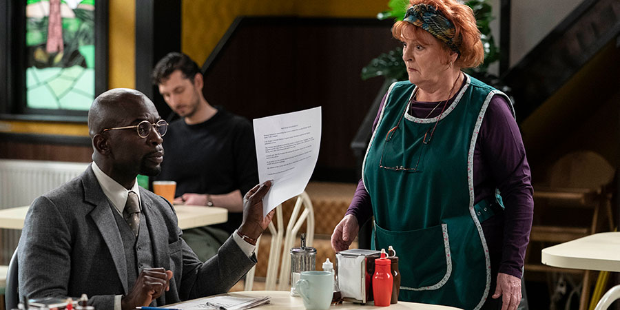 Kate & Koji. Image shows from L to R: Koji (Jimmy Akingbola), 'Medium' Dan (Blake Harrison), Kate (Brenda Blethyn). Copyright: Hat Trick Productions. Kate & Koji. Image shows from L to R: Koji (Jimmy Akingbola), 'Medium' Dan (Blake Harrison), Kate (Brenda Blethyn). Copyright: Hat Trick Productions.
