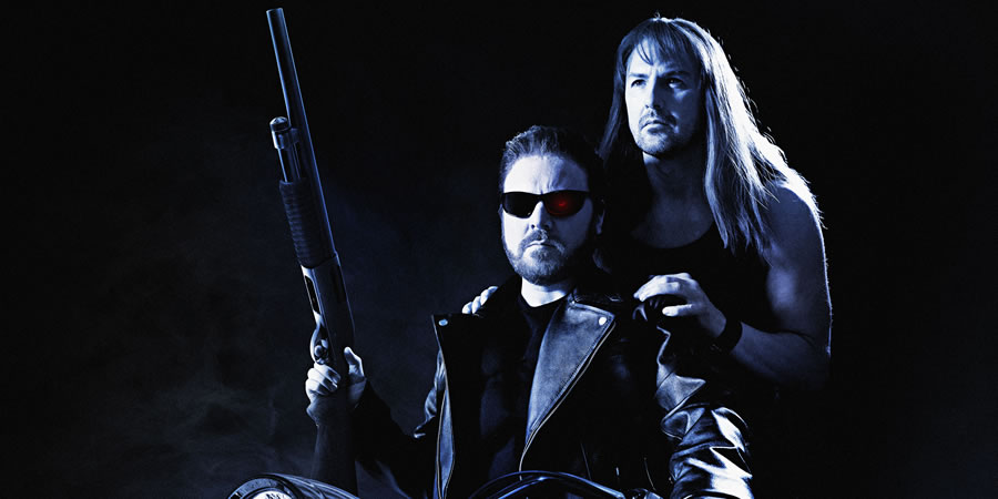 The Keith & Paddy Picture Show. Image shows from L to R: Terminator (Leigh Francis), Sarah Connor (Paddy McGuinness). Copyright: Talkback. The Keith & Paddy Picture Show. Image shows from L to R: Terminator (Leigh Francis), Sarah Connor (Paddy McGuinness). Copyright: Talkback.