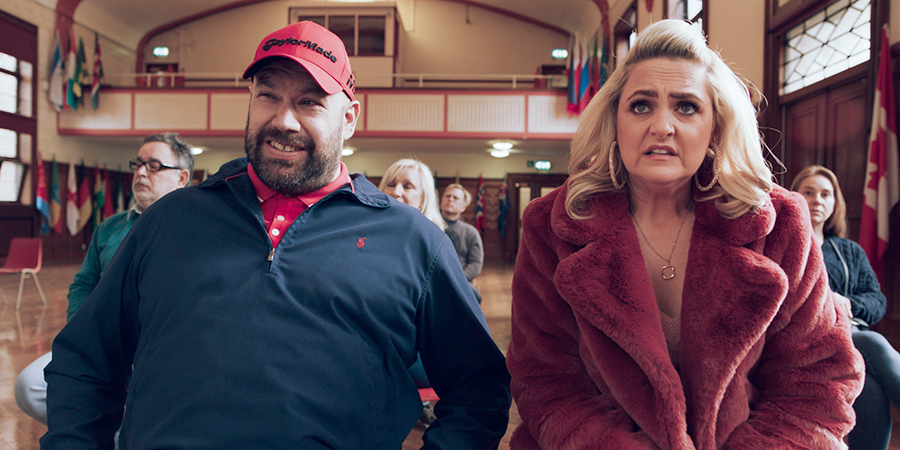 King Gary. Image shows from L to R: Gary King (Tom Davis), Terri King (Laura Checkley). Copyright: Shiny Button Productions. King Gary. Image shows from L to R: Gary King (Tom Davis), Terri King (Laura Checkley). Copyright: Shiny Button Productions.