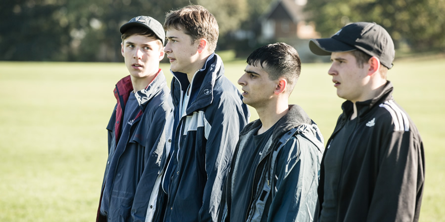 Ladhood. Image shows from L to R: Young Liam (Oscar Kennedy), Ralph (Samuel Bottomley), Addy (Aqib Khan), Craggy (Shaun Thomas). Ladhood. Image shows from L to R: Young Liam (Oscar Kennedy), Ralph (Samuel Bottomley), Addy (Aqib Khan), Craggy (Shaun Thomas).