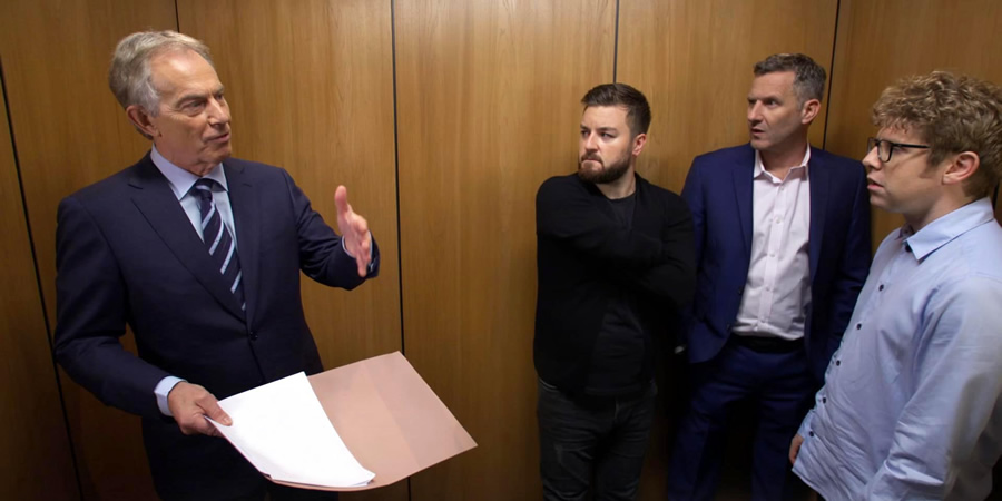 The Last Leg. Image shows from L to R: Tony Blair, Alex Brooker, Adam Hills, Josh Widdicombe. Copyright: Open Mike Productions. The Last Leg. Image shows from L to R: Tony Blair, Alex Brooker, Adam Hills, Josh Widdicombe. Copyright: Open Mike Productions.