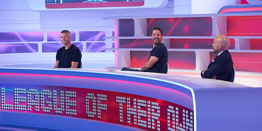 A League Of Their Own. Image shows from L to R: Eric Dier, Jamie Redknapp, Tom Allen. Copyright: CPL Productions. A League Of Their Own. Image shows from L to R: Eric Dier, Jamie Redknapp, Tom Allen. Copyright: CPL Productions.