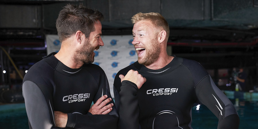 A League Of Their Own. Image shows from L to R: Jamie Redknapp, Andrew Flintoff. Copyright: CPL Productions. A League Of Their Own. Image shows from L to R: Jamie Redknapp, Andrew Flintoff. Copyright: CPL Productions.