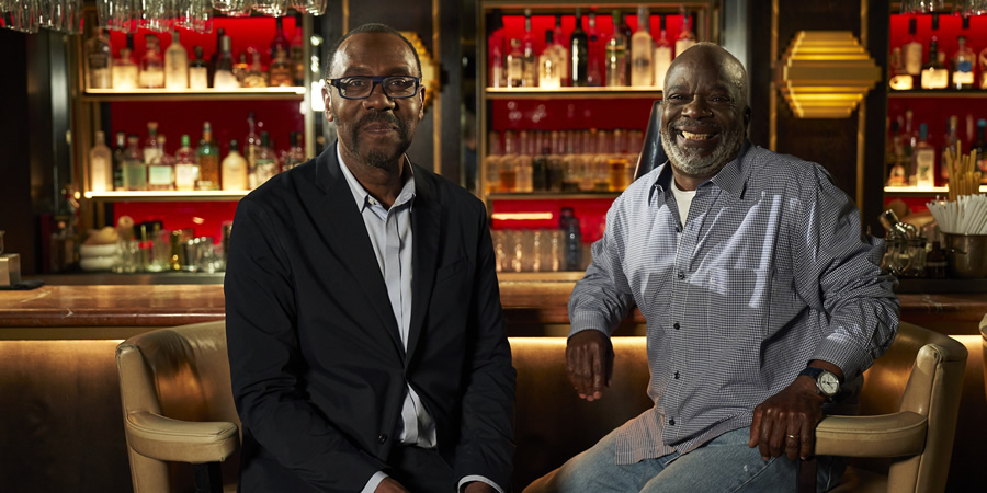 Lenny Henry's Race Through Comedy. Image shows from L to R: Lenny Henry, Joseph Marcell. Copyright: Douglas Road. Lenny Henry's Race Through Comedy. Image shows from L to R: Lenny Henry, Joseph Marcell. Copyright: Douglas Road.