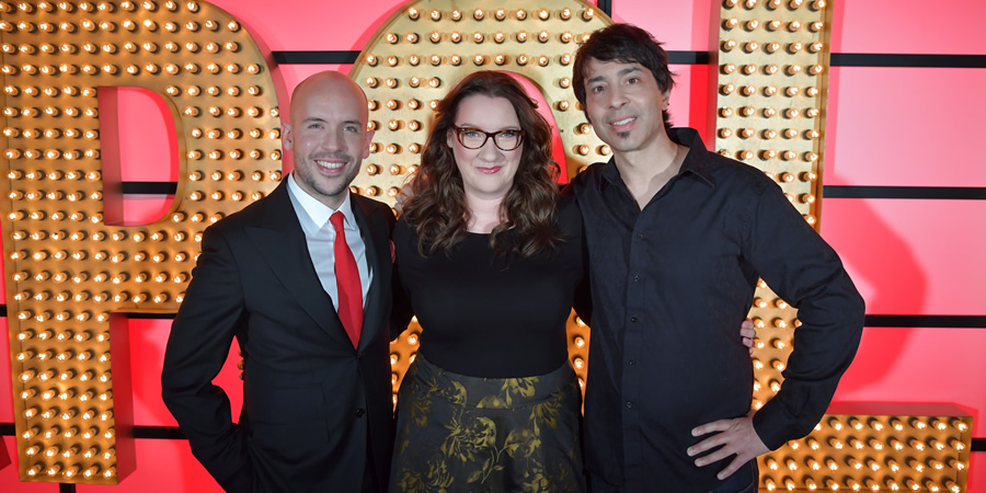 Live At The Apollo. Image shows from L to R: Tom Allen, Sarah Millican, Arj Barker. Copyright: Open Mike Productions. Live At The Apollo. Image shows from L to R: Tom Allen, Sarah Millican, Arj Barker. Copyright: Open Mike Productions.