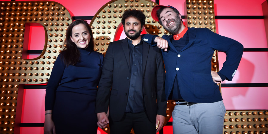 Live At The Apollo. Image shows from L to R: Luisa Omielan, Nish Kumar, David O'Doherty. Copyright: Open Mike Productions. Live At The Apollo. Image shows from L to R: Luisa Omielan, Nish Kumar, David O'Doherty. Copyright: Open Mike Productions.