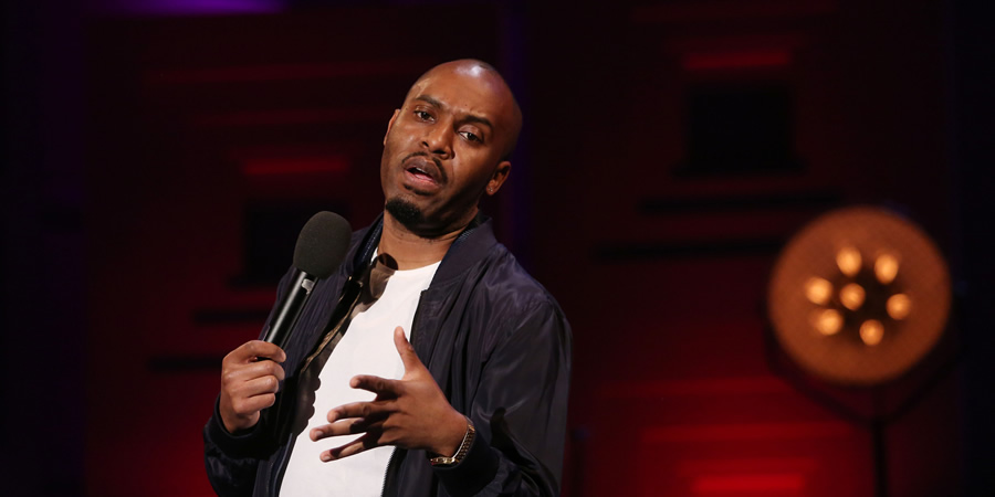 Live From The BBC. Dane Baptiste. Copyright: Phil McIntyre Entertainment. Live From The BBC. Dane Baptiste. Copyright: Phil McIntyre Entertainment.