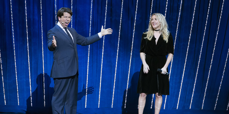Michael McIntyre's Big Show. Image shows from L to R: Michael McIntyre, Ellie Goulding. Copyright: Hungry McBear. Michael McIntyre's Big Show. Image shows from L to R: Michael McIntyre, Ellie Goulding. Copyright: Hungry McBear.