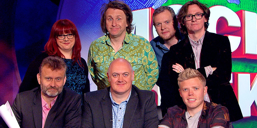 Mock The Week. Image shows from L to R: Hugh Dennis, Angela Barnes, Dara O Briain, Milton Jones, Miles Jupp, Ed Byrne, Rob Beckett. Mock The Week. Image shows from L to R: Hugh Dennis, Angela Barnes, Dara O Briain, Milton Jones, Miles Jupp, Ed Byrne, Rob Beckett.