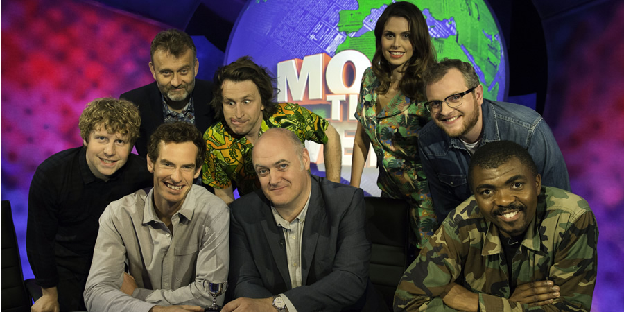 Mock The Week. Image shows from L to R: Josh Widdicombe, Hugh Dennis, Andy Murray, Milton Jones, Dara O Briain, Ellie Taylor, Miles Jupp, Loyiso Gola. Copyright: Angst Productions. Mock The Week. Image shows from L to R: Josh Widdicombe, Hugh Dennis, Andy Murray, Milton Jones, Dara O Briain, Ellie Taylor, Miles Jupp, Loyiso Gola. Copyright: Angst Productions.