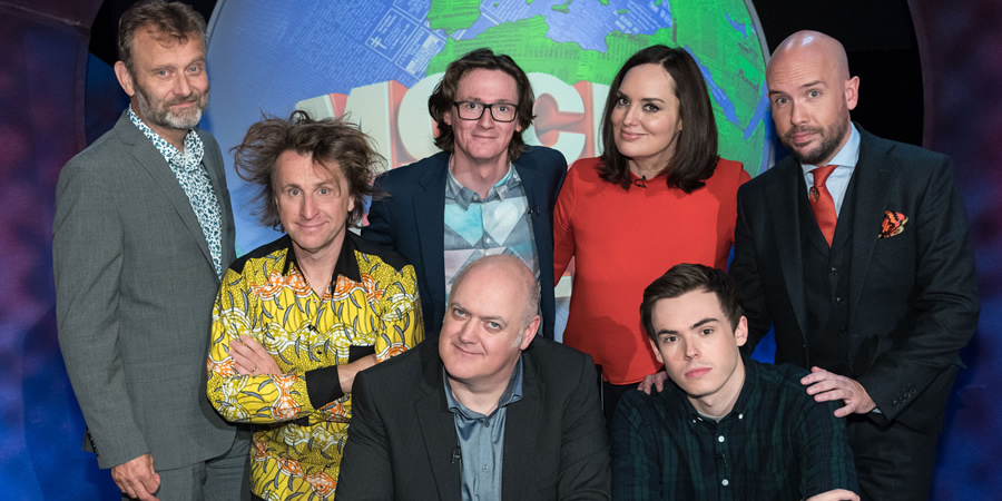 Mock The Week. Image shows from L to R: Hugh Dennis, Milton Jones, Ed Byrne, Dara O Briain, Deborah Frances-White, Rhys James, Tom Allen. Copyright: Angst Productions. Mock The Week. Image shows from L to R: Hugh Dennis, Milton Jones, Ed Byrne, Dara O Briain, Deborah Frances-White, Rhys James, Tom Allen. Copyright: Angst Productions.