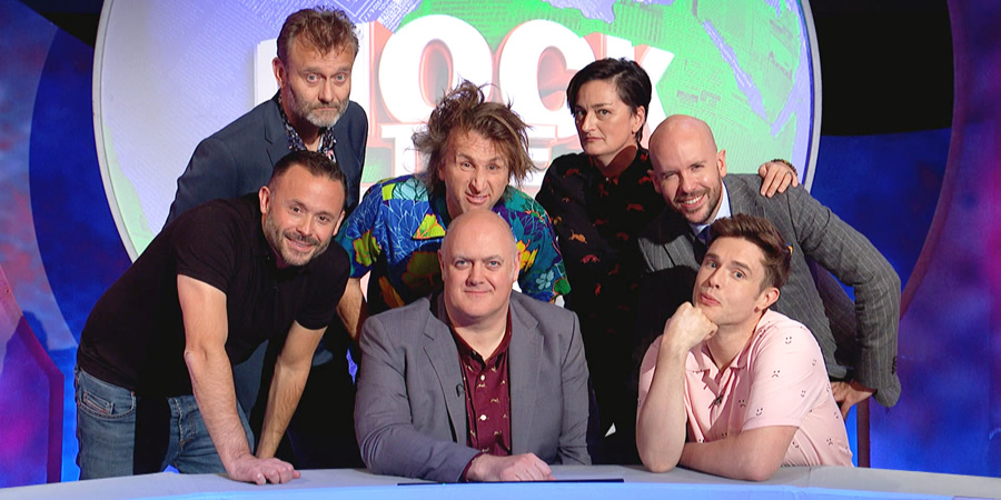 Mock The Week. Image shows from L to R: Hugh Dennis, Geoff Norcott, Milton Jones, Dara O Briain, Zoe Lyons, Tom Allen, Ed Gamble. Copyright: Angst Productions. Mock The Week. Image shows from L to R: Hugh Dennis, Geoff Norcott, Milton Jones, Dara O Briain, Zoe Lyons, Tom Allen, Ed Gamble. Copyright: Angst Productions.