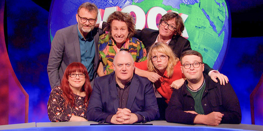 Mock The Week. Image shows from L to R: Angela Barnes, Hugh Dennis, Milton Jones, Dara O Briain, Ed Byrne, Kerry Godliman, Chris Washington. Copyright: Angst Productions. Mock The Week. Image shows from L to R: Angela Barnes, Hugh Dennis, Milton Jones, Dara O Briain, Ed Byrne, Kerry Godliman, Chris Washington. Copyright: Angst Productions.