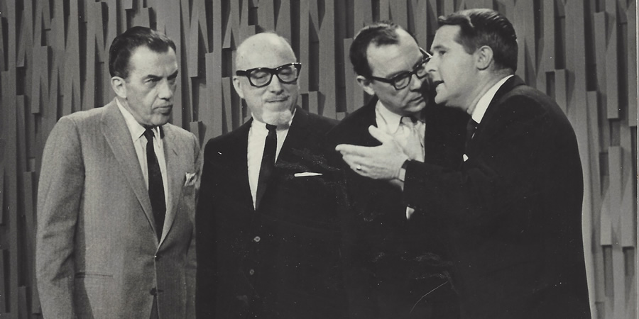 Ed Sullivan, his band leader, and Morecambe & Wise. Image shows from L to R: Eric Morecambe, Ernie Wise. Ed Sullivan, his band leader, and Morecambe & Wise. Image shows from L to R: Eric Morecambe, Ernie Wise.