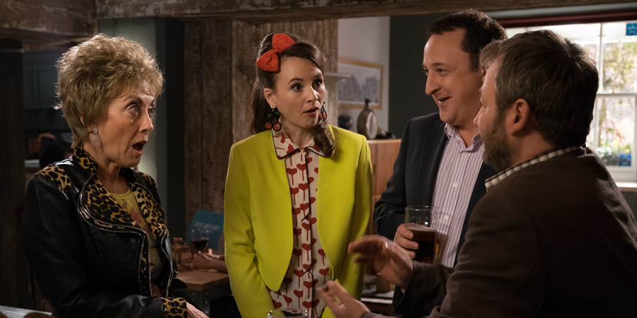 Mount Pleasant. Image shows from L to R: Pauline Johnson (Paula Wilcox), Denise Bradwell (Ainsley Howard), Fergus Smythe (Neil Fitzmaurice), Roger Jones (James Dreyfus). Copyright: Tiger Aspect Productions. Mount Pleasant. Image shows from L to R: Pauline Johnson (Paula Wilcox), Denise Bradwell (Ainsley Howard), Fergus Smythe (Neil Fitzmaurice), Roger Jones (James Dreyfus). Copyright: Tiger Aspect Productions.