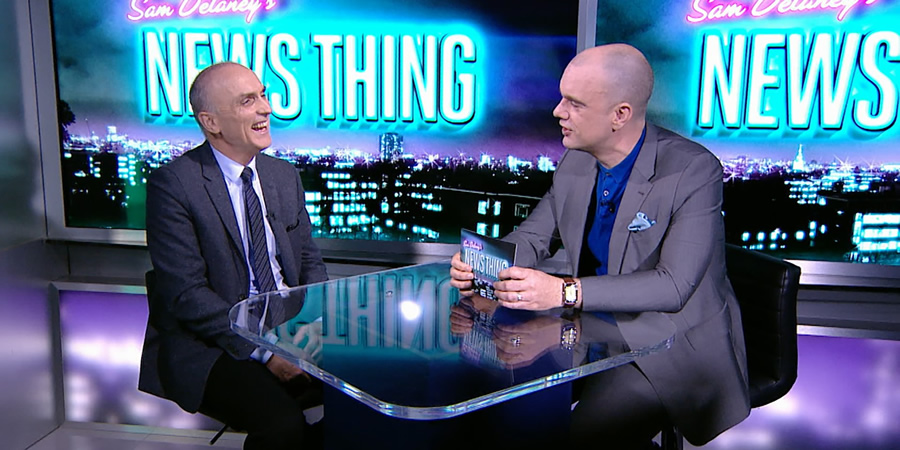 Sam Delaney's News Thing. Image shows from L to R: Chris Williamson, Sam Delaney. Sam Delaney's News Thing. Image shows from L to R: Chris Williamson, Sam Delaney.