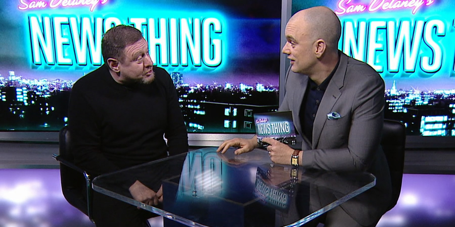 Sam Delaney's News Thing. Image shows from L to R: Shaun Ryder, Sam Delaney. Sam Delaney's News Thing. Image shows from L to R: Shaun Ryder, Sam Delaney.