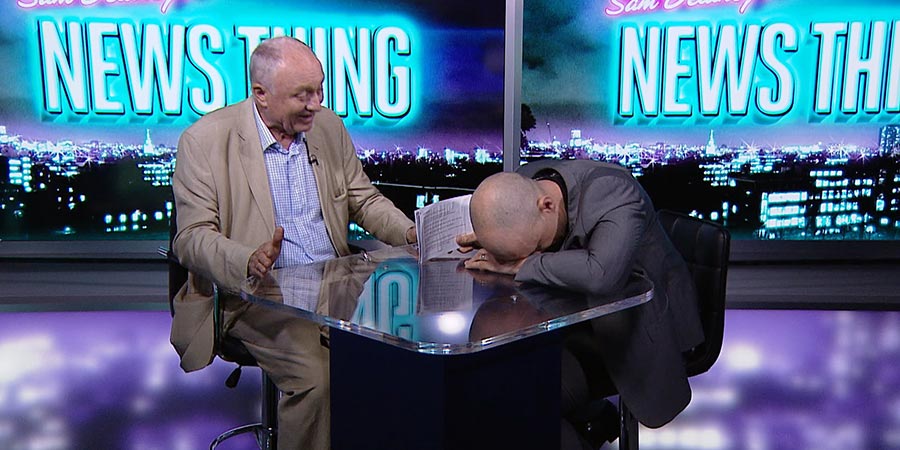 Sam Delaney's News Thing. Image shows from L to R: Ken Livingstone, Sam Delaney. Sam Delaney's News Thing. Image shows from L to R: Ken Livingstone, Sam Delaney.