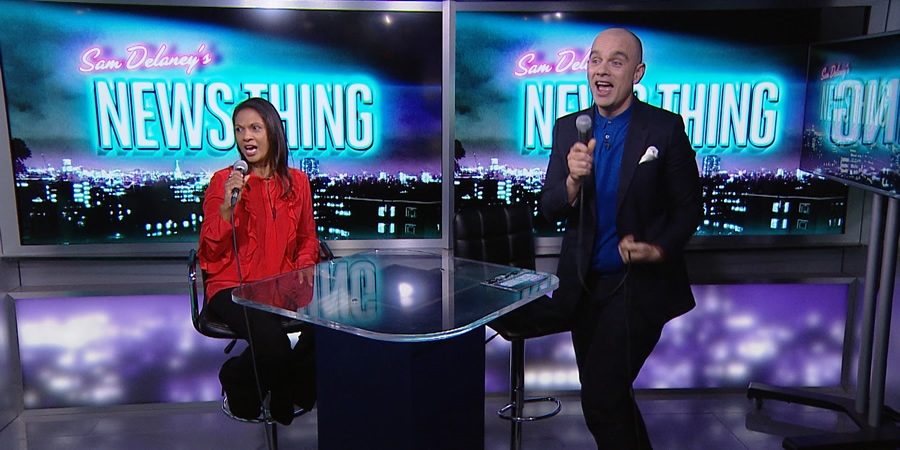 Sam Delaney's News Thing. Image shows from L to R: Gina Miller, Sam Delaney. Sam Delaney's News Thing. Image shows from L to R: Gina Miller, Sam Delaney.