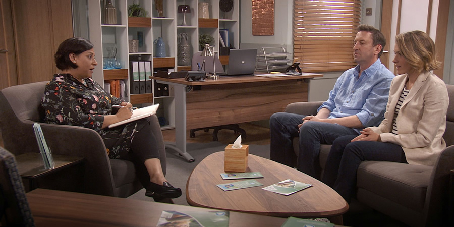 Not Going Out. Image shows from L to R: Counsellor (Harvey Virdi), Lee (Lee Mack), Lucy (Sally Bretton). Not Going Out. Image shows from L to R: Counsellor (Harvey Virdi), Lee (Lee Mack), Lucy (Sally Bretton).