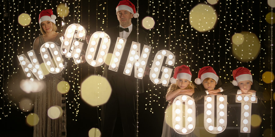 Not Going Out. Image shows from L to R: Lucy (Sally Bretton), Lee (Lee Mack), Molly (Francesca Newman), Benji (Max Pattison), Charlie (Finley Southby). Not Going Out. Image shows from L to R: Lucy (Sally Bretton), Lee (Lee Mack), Molly (Francesca Newman), Benji (Max Pattison), Charlie (Finley Southby).