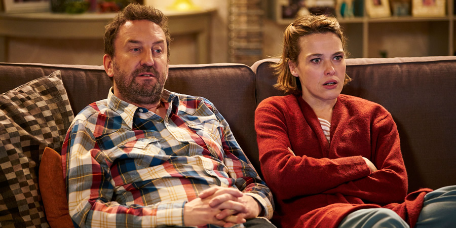 Not Going Out. Image shows from L to R: Lee (Lee Mack), Lucy (Sally Bretton). Not Going Out. Image shows from L to R: Lee (Lee Mack), Lucy (Sally Bretton).