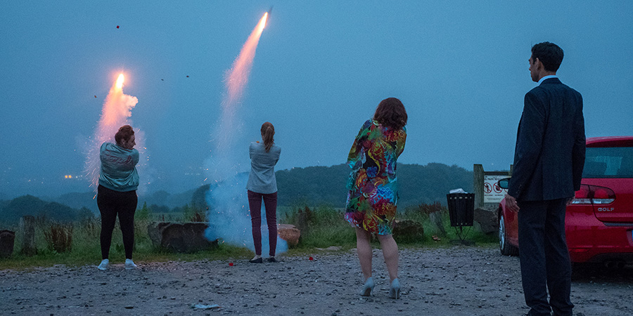 The Other One. Image shows from L to R: Cat (Lauren Socha), Cathy (Ellie White), Tess (Rebecca Front), Marcus (Amit Shah). The Other One. Image shows from L to R: Cat (Lauren Socha), Cathy (Ellie White), Tess (Rebecca Front), Marcus (Amit Shah).