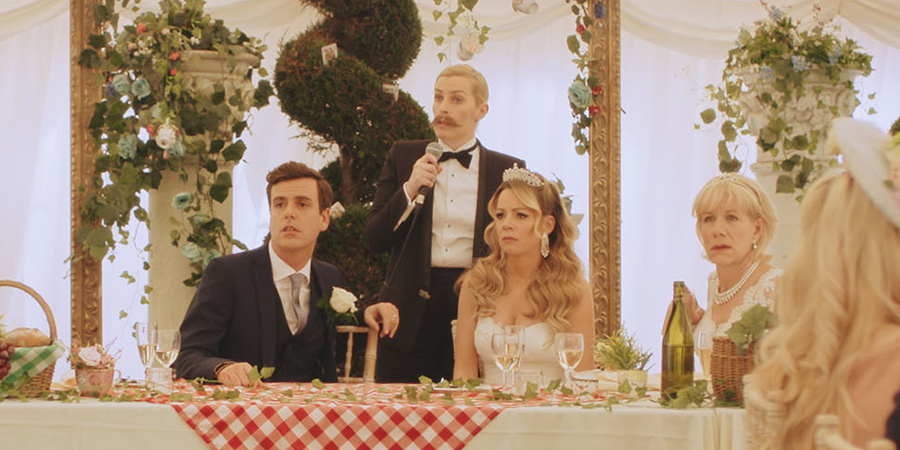 Out Of Her Mind. Image shows from L to R: Stefan (Tom Stuart), Sara (Sara Pascoe), Lucy (Fiona Button), Carol (Juliet Stevenson). Out Of Her Mind. Image shows from L to R: Stefan (Tom Stuart), Sara (Sara Pascoe), Lucy (Fiona Button), Carol (Juliet Stevenson).