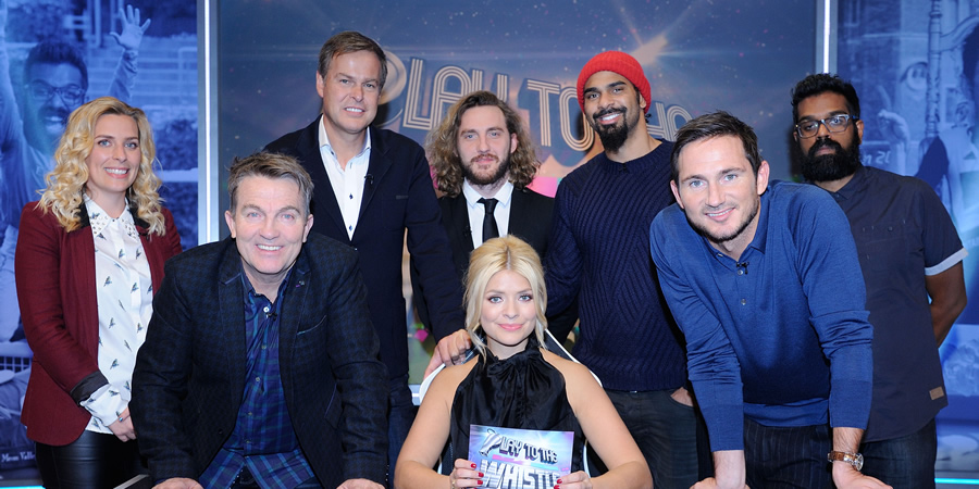 Play To The Whistle. Image shows from L to R: Sara Pascoe, Bradley Walsh, Peter Jones, Seann Walsh, Holly Willoughby, David Haye, Frank Lampard, Romesh Ranganathan. Play To The Whistle. Image shows from L to R: Sara Pascoe, Bradley Walsh, Peter Jones, Seann Walsh, Holly Willoughby, David Haye, Frank Lampard, Romesh Ranganathan.