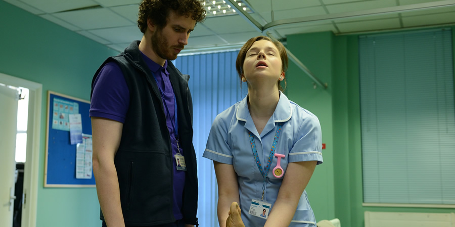 Porters. Image shows from L to R: Simon Porter (Edward Easton), Lucy (Claudia Jessie). Porters. Image shows from L to R: Simon Porter (Edward Easton), Lucy (Claudia Jessie).