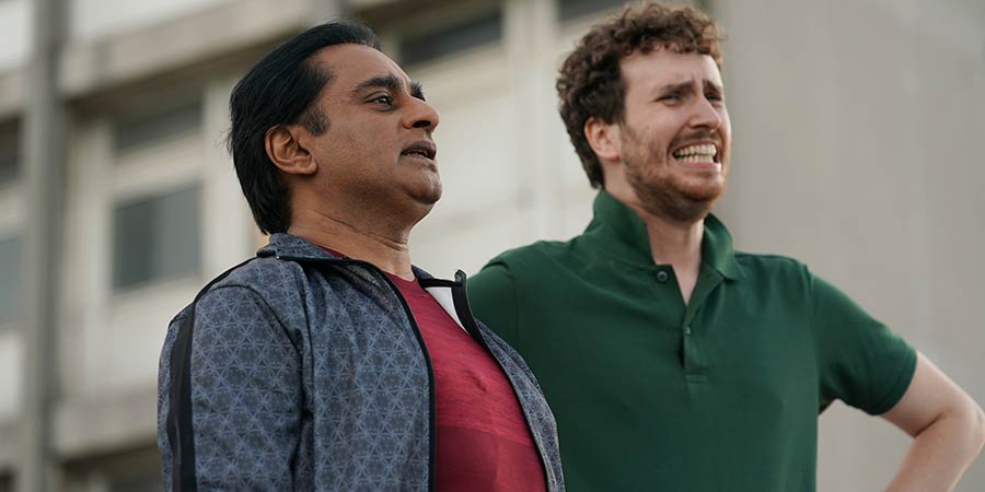 Porters. Image shows from L to R: Mr. Pradeep (Sanjeev Bhaskar), Simon Porter (Edward Easton). Porters. Image shows from L to R: Mr. Pradeep (Sanjeev Bhaskar), Simon Porter (Edward Easton).