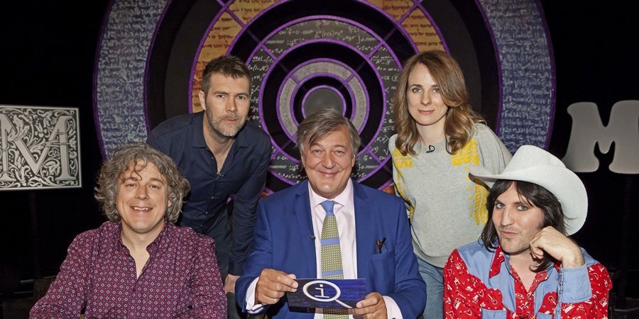 QI. Image shows from L to R: Alan Davies, Rhod Gilbert, Stephen Fry, Cariad Lloyd, Noel Fielding. Copyright: TalkbackThames. QI. Image shows from L to R: Alan Davies, Rhod Gilbert, Stephen Fry, Cariad Lloyd, Noel Fielding. Copyright: TalkbackThames.
