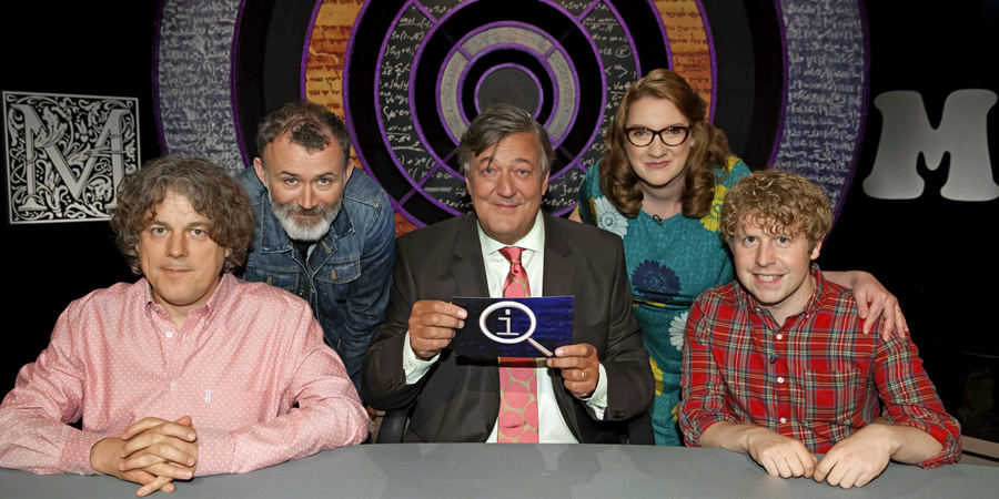 QI. Image shows from L to R: Alan Davies, Tommy Tiernan, Stephen Fry, Sarah Millican, Josh Widdicombe. Copyright: TalkbackThames. QI. Image shows from L to R: Alan Davies, Tommy Tiernan, Stephen Fry, Sarah Millican, Josh Widdicombe. Copyright: TalkbackThames.