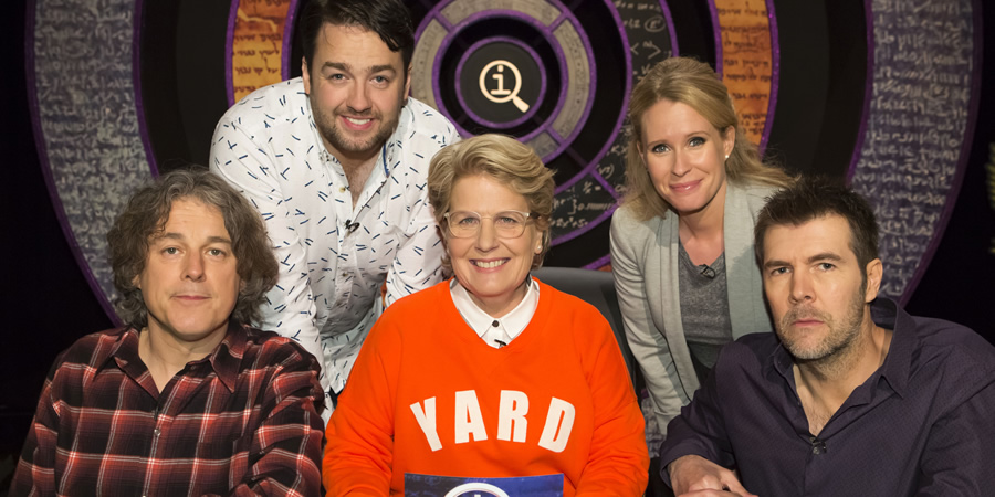 QI. Image shows from L to R: Alan Davies, Jason Manford, Sandi Toksvig, Lucy Beaumont, Rhod Gilbert. Copyright: TalkbackThames. QI. Image shows from L to R: Alan Davies, Jason Manford, Sandi Toksvig, Lucy Beaumont, Rhod Gilbert. Copyright: TalkbackThames.
