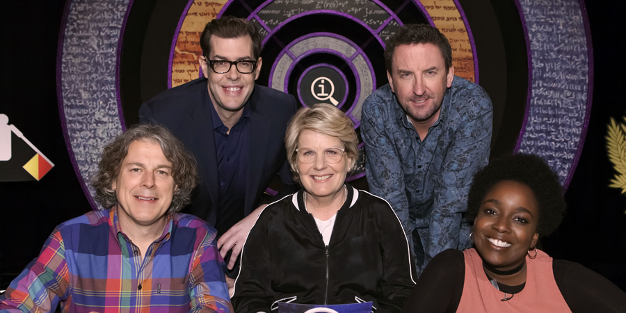 QI. Image shows from L to R: Alan Davies, Richard Osman, Sandi Toksvig, Lee Mack, Lolly Adefope. Copyright: TalkbackThames. QI. Image shows from L to R: Alan Davies, Richard Osman, Sandi Toksvig, Lee Mack, Lolly Adefope. Copyright: TalkbackThames.