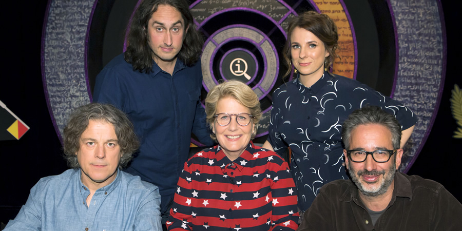 QI. Image shows from L to R: Alan Davies, Ross Noble, Sandi Toksvig, Cariad Lloyd, David Baddiel. Copyright: TalkbackThames. QI. Image shows from L to R: Alan Davies, Ross Noble, Sandi Toksvig, Cariad Lloyd, David Baddiel. Copyright: TalkbackThames.