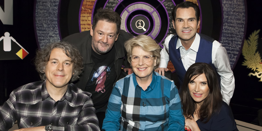 QI. Image shows from L to R: Alan Davies, Johnny Vegas, Sandi Toksvig, Jimmy Carr, Ronni Ancona. Copyright: TalkbackThames. QI. Image shows from L to R: Alan Davies, Johnny Vegas, Sandi Toksvig, Jimmy Carr, Ronni Ancona. Copyright: TalkbackThames.