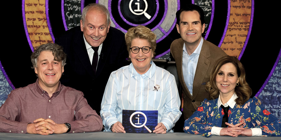 QI. Image shows from L to R: Alan Davies, Gyles Brandreth, Sandi Toksvig, Jimmy Carr, Sally Phillips. Copyright: TalkbackThames. QI. Image shows from L to R: Alan Davies, Gyles Brandreth, Sandi Toksvig, Jimmy Carr, Sally Phillips. Copyright: TalkbackThames.