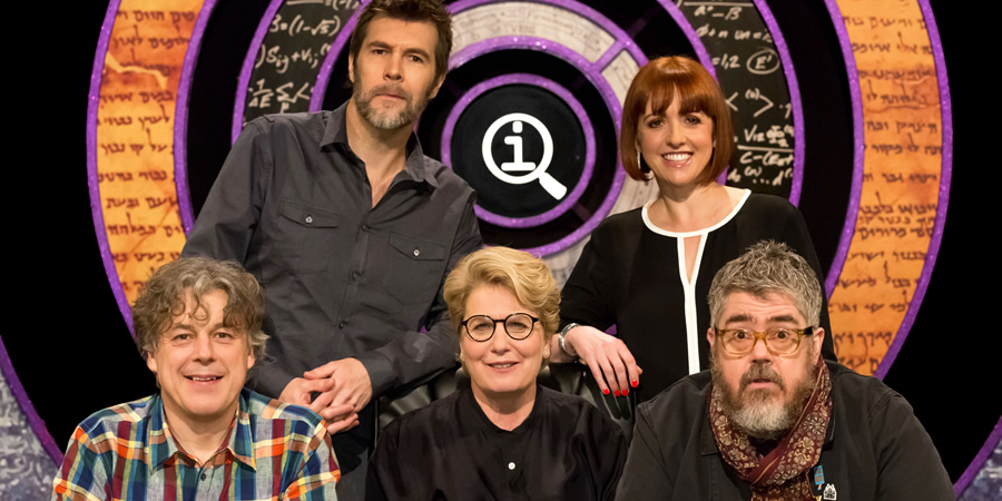 QI. Image shows from L to R: Alan Davies, Rhod Gilbert, Sandi Toksvig, Cally Beaton, Phill Jupitus. Copyright: TalkbackThames. QI. Image shows from L to R: Alan Davies, Rhod Gilbert, Sandi Toksvig, Cally Beaton, Phill Jupitus. Copyright: TalkbackThames.