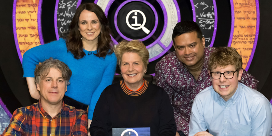 QI. Image shows from L to R: Alan Davies, Cariad Lloyd, Sandi Toksvig, Paul Sinha, Josh Widdicombe. Copyright: TalkbackThames. QI. Image shows from L to R: Alan Davies, Cariad Lloyd, Sandi Toksvig, Paul Sinha, Josh Widdicombe. Copyright: TalkbackThames.