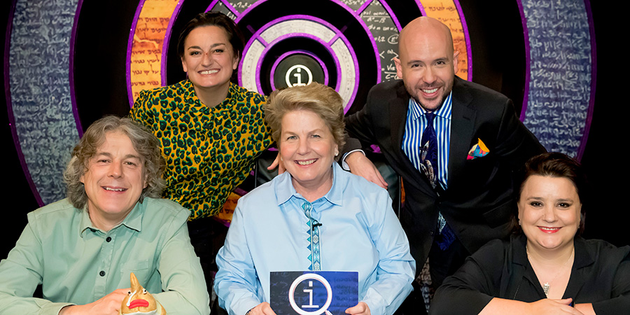 QI. Image shows from L to R: Alan Davies, Zoe Lyons, Sandi Toksvig, Tom Allen, Susan Calman. QI. Image shows from L to R: Alan Davies, Zoe Lyons, Sandi Toksvig, Tom Allen, Susan Calman.
